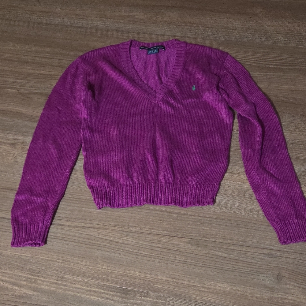 Ralph Lauren Magenta V-Neck Sweater
